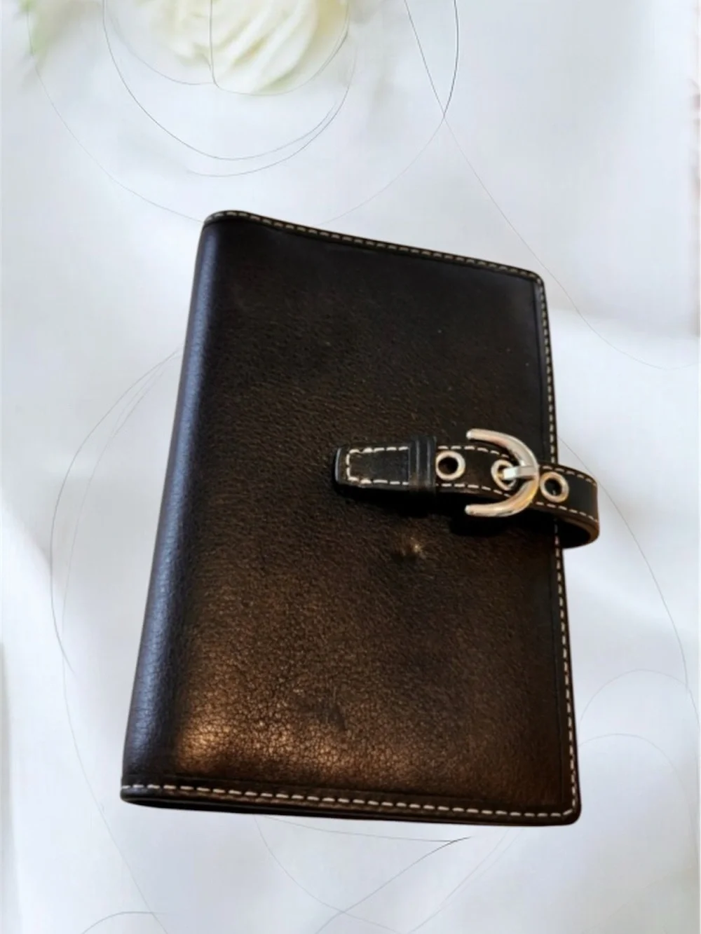 Coach Black Leather Wallet or Picture holder with Silver Buckle Like New 6”x 3.5